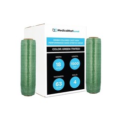 4 RLS Cast Narrow Banding Stretch Wrap 18″ x 1500′ 63 Ga Tint Green Shrink Film