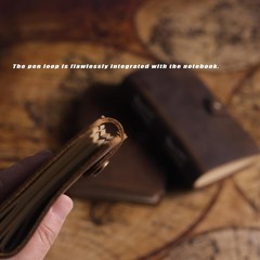 Pocket Notebook with Pen,Genuine Leather Journal Mini Notebook Small Unlined Not