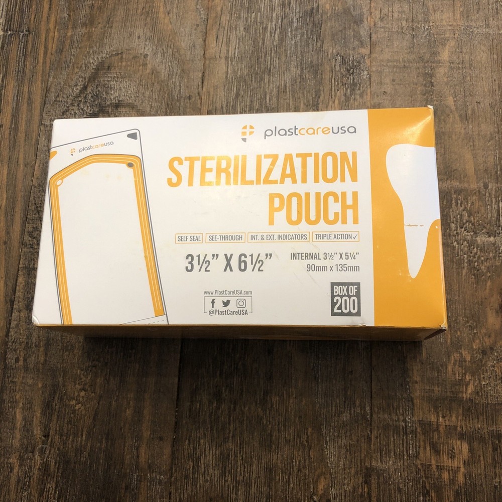 Box of 200 Plastcare USA 3.5″ x 6.5” Self Seal Sterilization Pouches