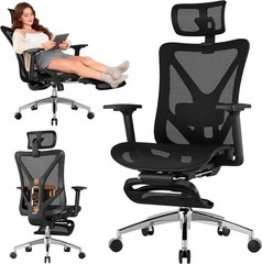 Office Chair with Footrest, 135° Reclining Desk Chair with Adjustable Lumbar Sup