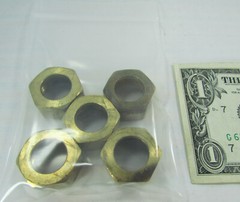 Lot 5 Unknown 1/2″ NPT? Solid Brass Compression Nuts, BSP/BSPT 14 TPI .752 Minor