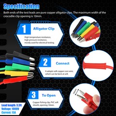 5Pcs Alligator Clips Electrical Test Leads Set 30V 15A Jumper Wires Cables Set