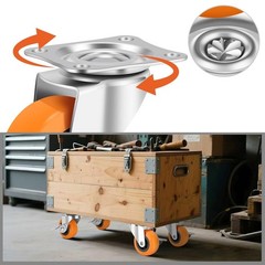 4PCS 2.5″ Heavy Duty Caster Wheels with Brake, Swivel PU Locking Castors Set