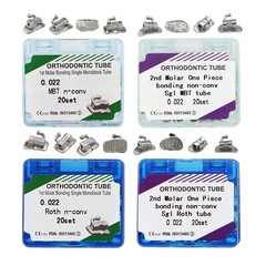 20 sets dental Tubos bucales de ortodoncia MBT Roth 022 1st 2nd Molar Bondable