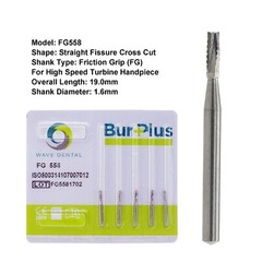 Wave Dental Carbide Burs FG 555 556 557 557L 558 High Speed Straight Fissure Bur
