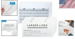 10 Pack Large Print Low Vision Checkbook Registers, 3″ x 6″, Check Registers for