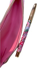 Lilly Pulitzer Pen w Pouch Set Floral Pink Green Yellow Plastic covers logo