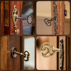 21PCS Hollow Skeleton Keys Antique Brass Zinc DieCast Decorative Furniture Lock