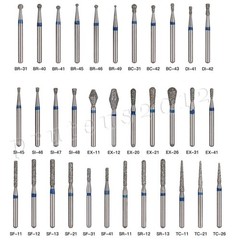 100 Types Dental FG Diamond Burs For High Speed Handpiece Friction Grip 50pcs