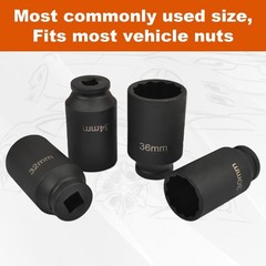 SSN 1/2 Inch Impact Socket Set Heavy Duty Drive Impact Socket Set 12 Point Me…