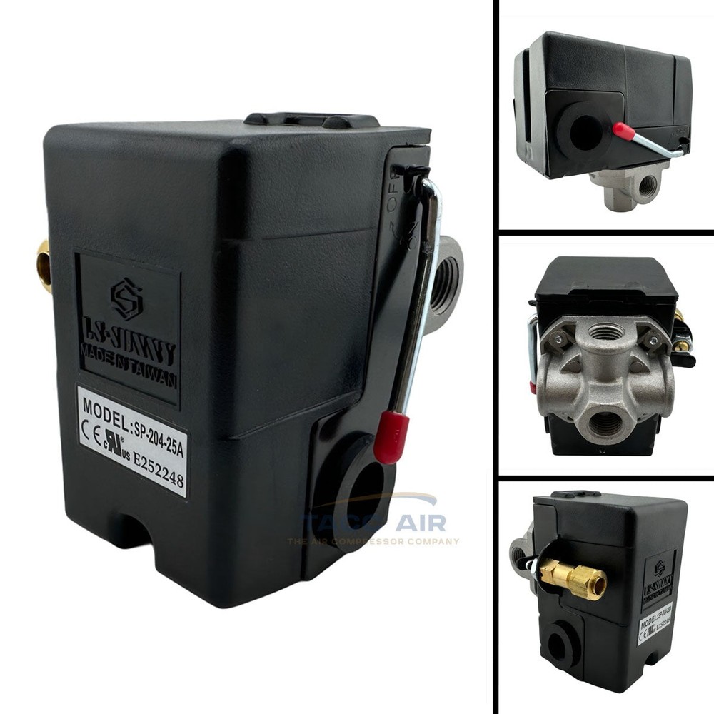 Heavy Duty Pressure Switch Air Compressor Control Valve 140-175 PSI 4 Port 25amp