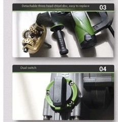 Handheld Electric Chipping Machine for Concrete Floors, Textured Finish