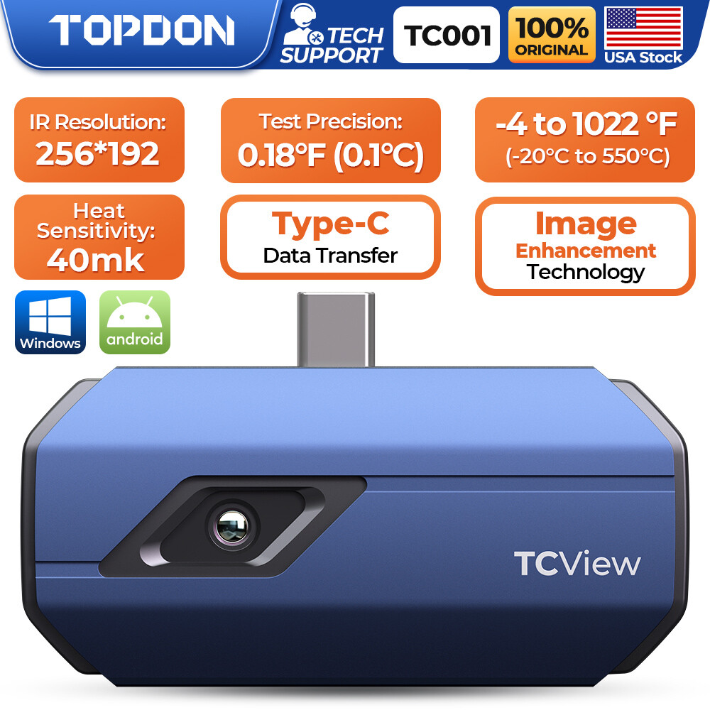 (Android USB-C) Thermal Imaging Camera TOPDON TC001 High IR Resolution 256X192