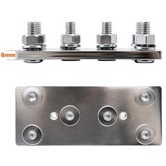 12-48V Heavy Duty 500A Bus Bar Tin-Plated Copper Block 6xM8(5/16″) Studs Wate…