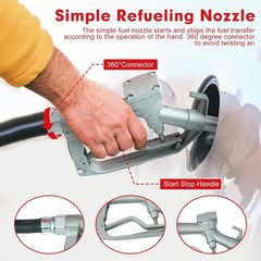 Portable 32 Gallon 120 L Fuel Tank with 12 V Diesel Pump 13 ft Delivery Hose Red