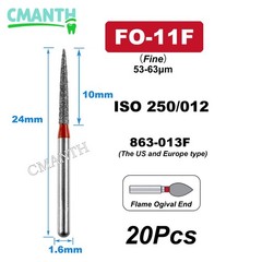 20Pcs US Dental Diamond Burs High Speed Burs Dental Lab Polishing Drills 1.6mm