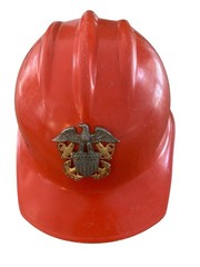 Vtg US Navy Officer E D Bullard Co Orange Hard Hat Adjustable USA