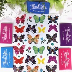144x Business Thank You Cards Small Business, Butterfly Stickers Variety Pkg