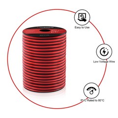 10 Gauge Wire 100FT 2 Conductors Electrical Wire Red Black Cable Flexible/Low V