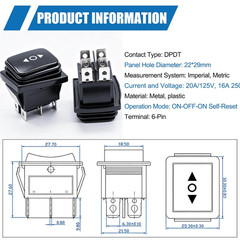 3Pcs Waterproof Momentary Rocker Switch /Off/, DC 12V 10A Toggle Power
