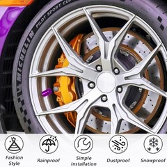 6-Pack Universal Bullet Valve Stem Caps, Aluminum Alloy Du Color: 6 PCS Purple
