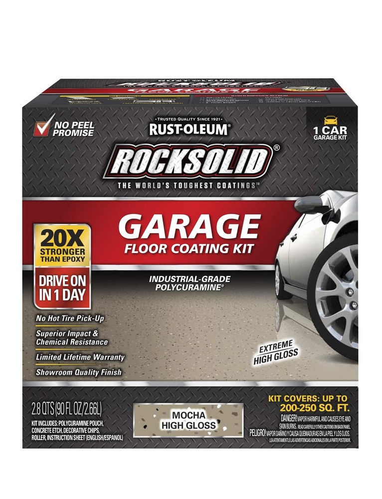 Rust Oleum Rocksolid Mocha Concrete Coating Kit Durable Garage Floor Finish