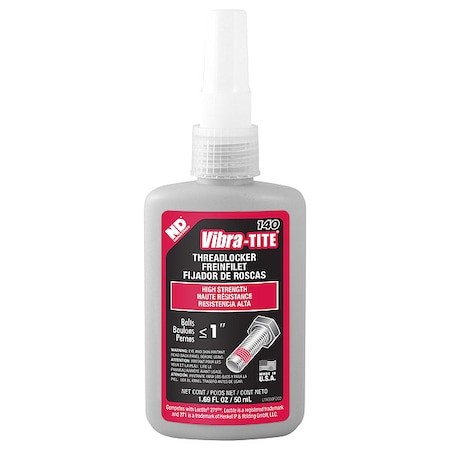 Vibra-Tite 14050 Threadlocker, Vibra-Tite 140, Red, High Strength, Liquid, 50