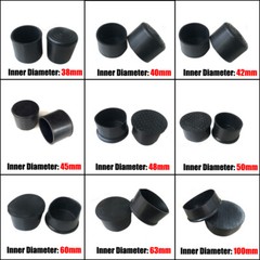 Black Chair Table Feet Stick Pipe Tubing End Cover 6mm~63mm Caps Cap PVC Rubber