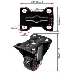 4 Pack Combo 1.5″ Inch All Black PU Caster Wheels (2 With Brake & 2 Rigid Fixed)