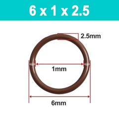 FKM Rubber O Ring 2.5mm Cross Section Brown Sealing Ring 1-195mm ID, 6-200mm OD