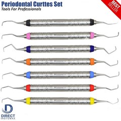 Set Of 7 Dental Gracey Curettes Perio Hollow Handle Surgical Hygiene Scalers New