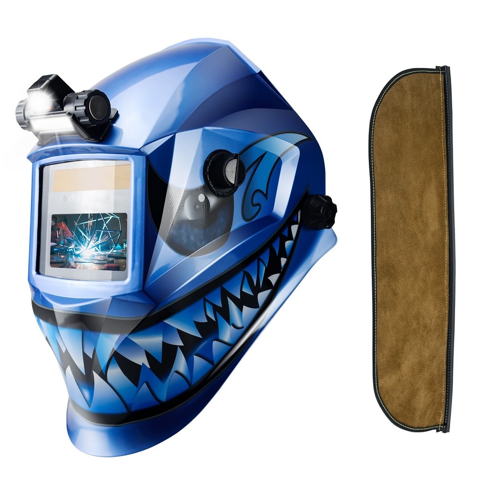 TRQWH True Color Auto-Darkening Welding Helmet Shade 9-13 & Welding Helmet Bib