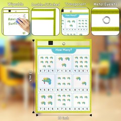 50 Packs Oversized Dry Erase Pockets Reusable Plastic Sleeves 5 Colors Ticket…