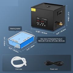 15L Sonic Cleaning Device, 360W Digital Sonic Washing Equipment w/ Mild Setting