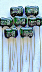 12X – 100pF @ 500V 5% – DIP SILVER MICA CAPACITOR ~ RF/HiFi/TONE CONTROL (m)