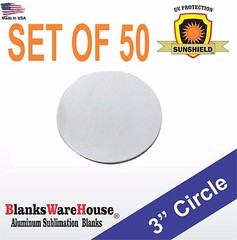 50 Pieces 3″ Circle, SUBLIMATION BLANKS, .025 GAUGE, NO HOLES, trophy supply **