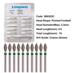 Multi-Use Dental Diamonds Football Egg Bur 368/023C Coarse Grit Friction Grip