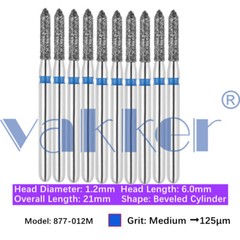 Vakker 10pc Diamond Bur Bevel Cylinder & Gingival Curettage Shape Handpiece Burs