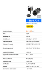 EW-LP24 2 Pin IP68 Industrial Waterproof Connector 30A 500V Aviation Plug Socket