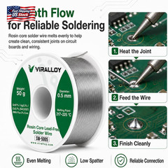 0.5Mm Lead Free Solder Wire, Rosin Core Solder for Electronics, Sn97/Ag0.3/Cu0.7