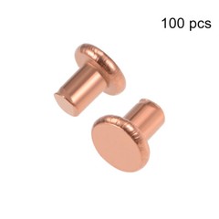 100 Pack 1/8″ x 5/32″ Flat Head Copper Solid Rivets Fasteners
