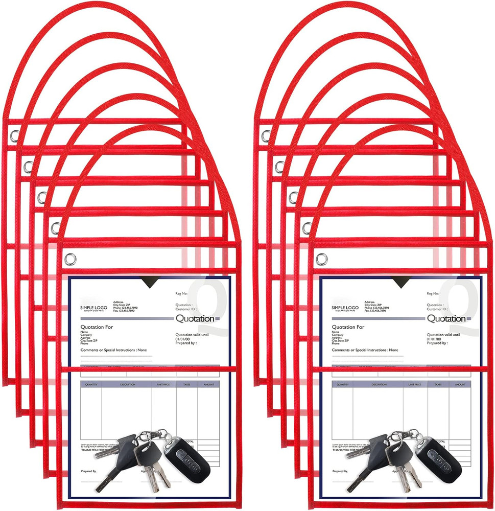 30 Pack Shop Ticket Holders 9 X 12 Inch Work Order Plastic Sleeves Job