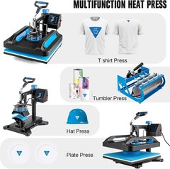 5 in 1 Heat Press Machine 15″x12″ Swing Away Digital Transfer T-Shirt Mug Hat