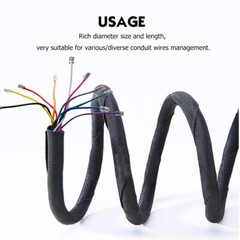 Black Self Wrap Braided Split Wire Loom Cable Sleeve Harness Management Lot