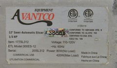 Avantco SL312 12″ Semi-Automatic Gravity Feed Meat Slicer 1/3 hp