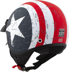 MPH9701DOT ‘Maverick’ 3/4 Open Face Stars and Stripes Motorcycle Helmet for Men