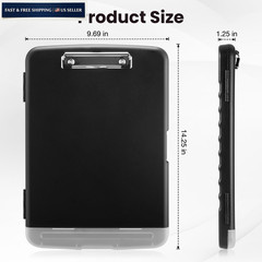 Sooez Clipboard with Storage, Clip Board 8.5 10″W x 1-1/4″D x 14-1/2″H, Black