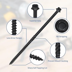 Heavy-Duty Black Timber Structural Wood Screw with Hex Socket #14 x 6 Extra Long