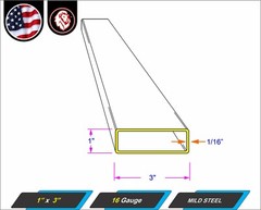 1″ x 3″ Rectangular Metal Tube – Mild Steel – 16 gauge – ERW – 60″ Long (5-ft)