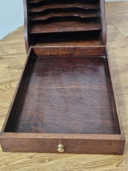 Antique 1900s Wooden Roll Top Tabletop. Secretary Desk Organizer Caddy Fine wood